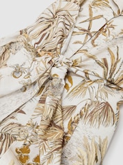 Reiss Neutral Tate Petite Cotton Safari-Print Tailored Midi Dress - Image 7 of 7