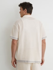 Reiss Off White Aliso Cotton-Blend Tape-Trim Crochet Shirt - Image 6 of 7