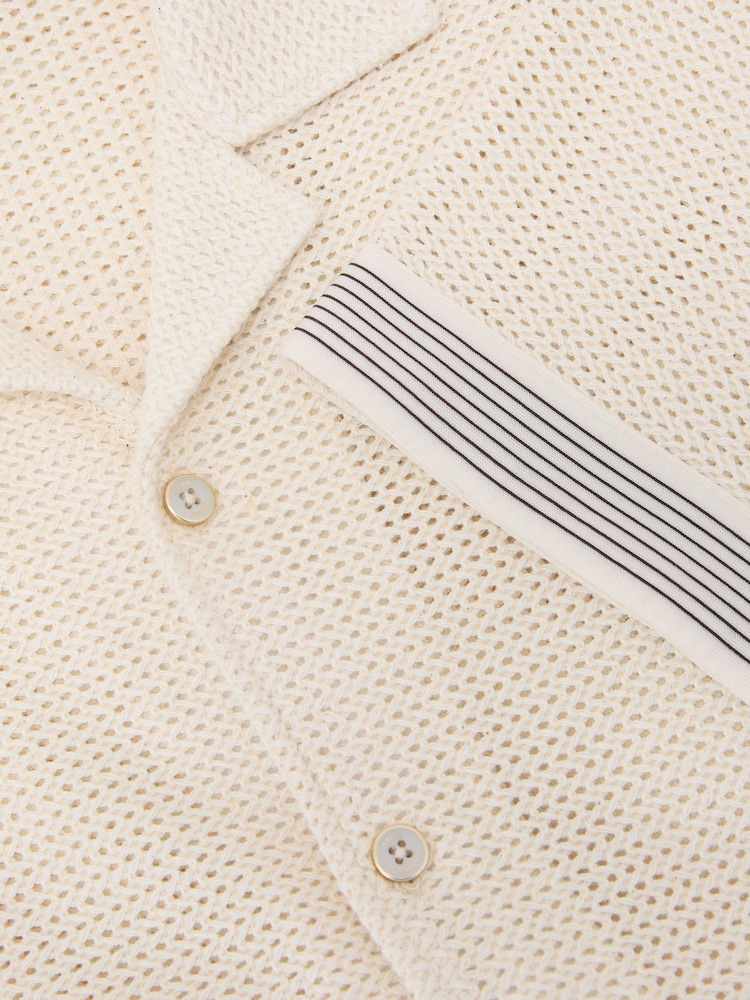Reiss Off White Aliso Cotton-Blend Tape-Trim Crochet Shirt - Image 7 of 7