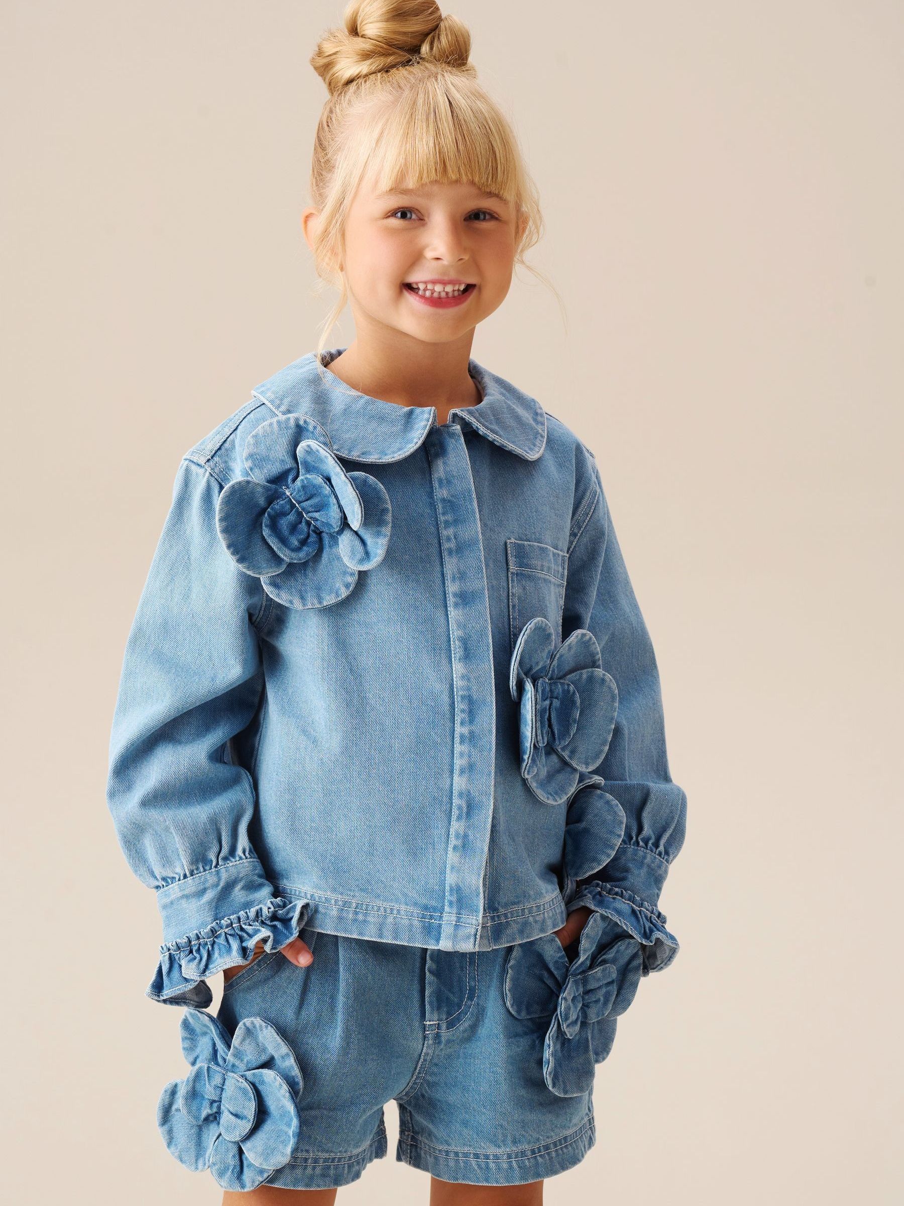 【ENOF】denim shirt Buy Angel & Rocket Blue Eden 3D Flower Denim Shirt from Next Bulgaria