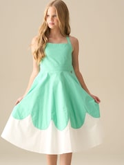 أخضر - Angel & Rocket Allegra Pink Scallop Swing Dress - Image 3 of 6