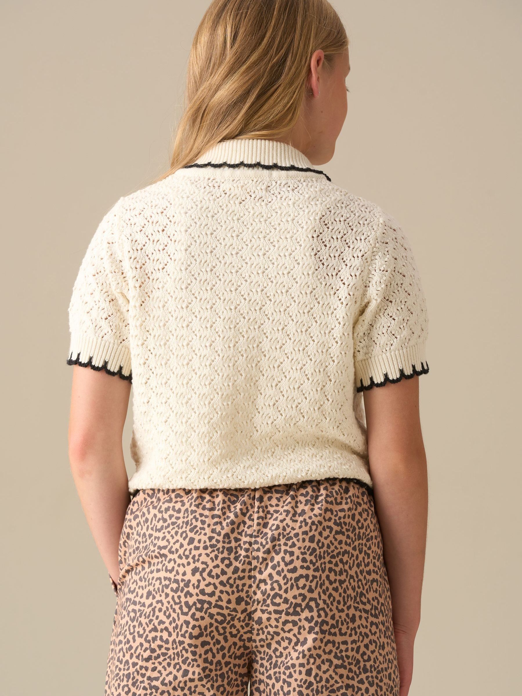 Buy Angel & Rocket White Penny Frill Detail Short Sleeve Cardigan