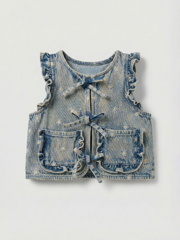 Angel & Rocket Kiki Embroidered Daisy Denim Gilet - Image 1 of 2 Angel & Rocket Kiki Embroidered Daisy Denim Gilet - Image 1 of 2
