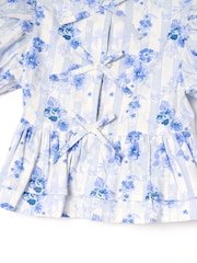 Angel & Rocket Blue Pia Floral Tie Detail Peplum Blouse - Image 7 of 7