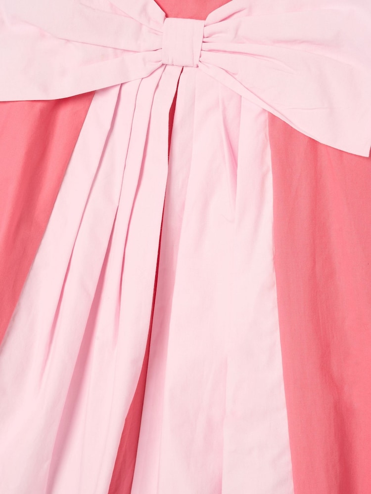 Angel & Rocket Pink Libby Bow Pleat Dress - Image 3 of 3 Angel & Rocket Pink Libby Bow Pleat Dress - Image 3 of 3