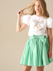 Angel & Rocket White Elodie Sequin Bow Puff Sleeve Blouse - Image 2 of 6