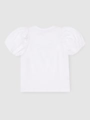 Angel & Rocket White Elodie Sequin Bow Puff Sleeve Blouse - Image 5 of 6