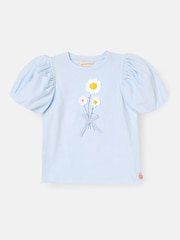 Angel & Rocket Daisy Flower Embroidered Puff Sleeve T-Shirts - 圖片 4，共 6