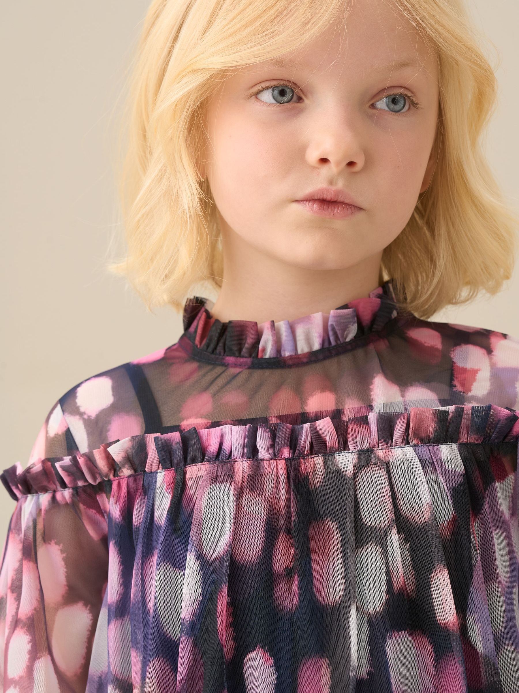 Cara Pink Printed Swing Mesh Dress main image 1