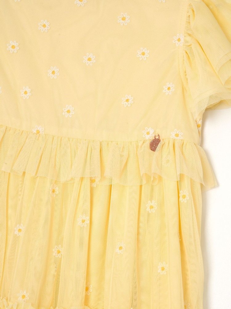 Angel & Rocket Yellow Luisa Yellow Embroidered Mesh Dress - Image 7 of 7