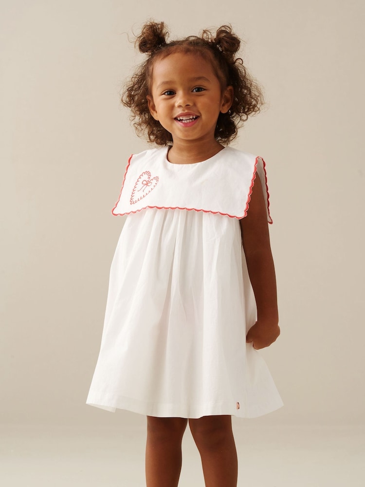 Baby Girls Embroidered Scalloped Collar Dress | Angel & Rocket 3-6 mths Baby Girls Embroidered Scalloped Collar Dress | Angel & Rocket 3-6 mths