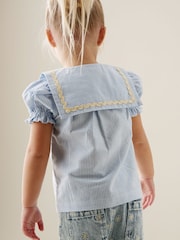 بلوزة مخطَّطة بياقة مموّجة Margo من Angel & Rocket - صورة 3 من 7