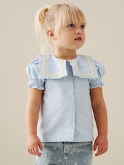 Angel & Rocket Blue Margo Ric Rac Collar Stripe Blouse - Image 4 of 7