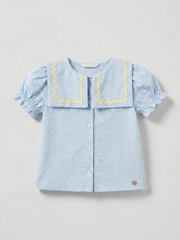 Angel & Rocket Blue Margo Ric Rac Collar Stripe Blouse - Image 6 of 7