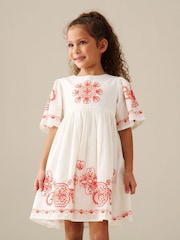 Angel & Rocket White Reyna Ivory Embroidered Swing Dress - Image 3 of 7