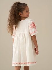 Angel & Rocket White Reyna Ivory Embroidered Swing Dress - Image 4 of 7