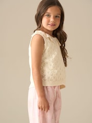 Angel & Rocket Cream Indie Lace Collar Crochet Knit Cardigan - Image 5 of 8