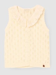 Angel & Rocket Cream Indie Lace Collar Crochet Knit Cardigan - Image 6 of 8