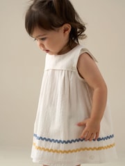 Angel & Rocket White Lila Stripe Ric Rac Bloomer Dress - Image 5 of 6