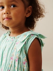 Angel & Rocket Green Gianna  Floral Stripe Bow Shoulder Dress - Image 2 of 6