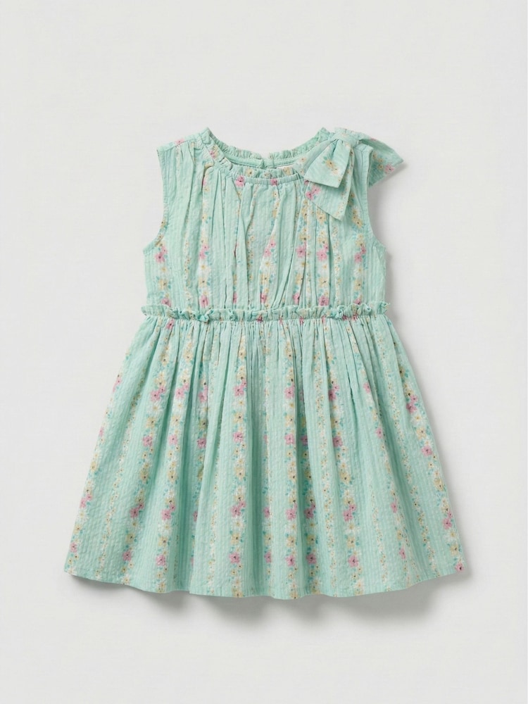 Angel & Rocket Green Gianna  Floral Stripe Bow Shoulder Dress - Image 6 of 6