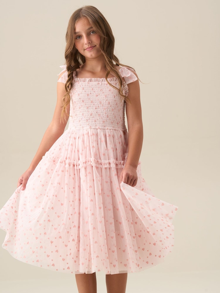 Angel & Rocket Vivi Heart Flock Tie Shoulder Mesh Dress - صورة 1 من 8