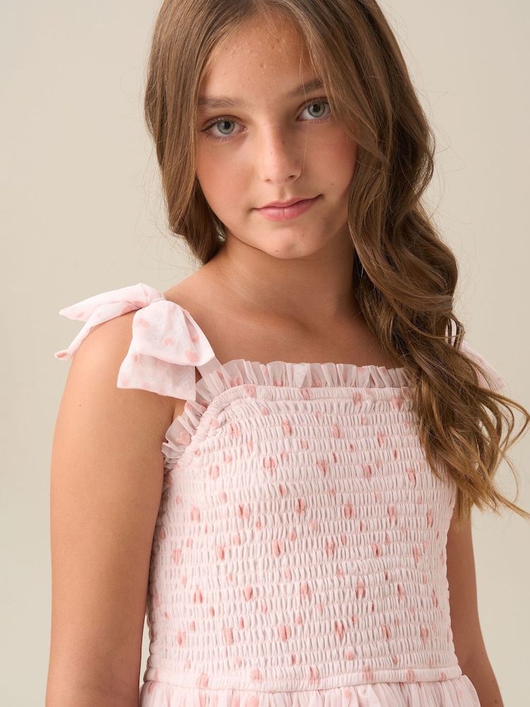 Angel & Rocket Vivi Heart Flock Tie Shoulder Mesh Dress - صورة 2 من 8