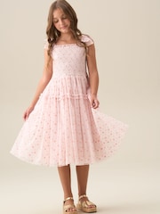 Angel & Rocket Vivi Heart Flock Tie Shoulder Mesh Dress - صورة 4 من 8