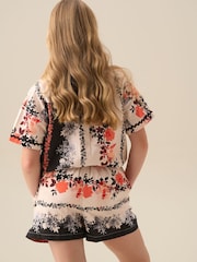 Angel & Rocket Cream Brooke Print Linen Shorts - Image 3 of 6