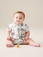 Angel & Rocket Blue Jamie Palm Print Rompersuits - Image 4 of 7