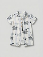 Angel & Rocket Blue Jamie Palm Print Rompersuits - Image 6 of 7