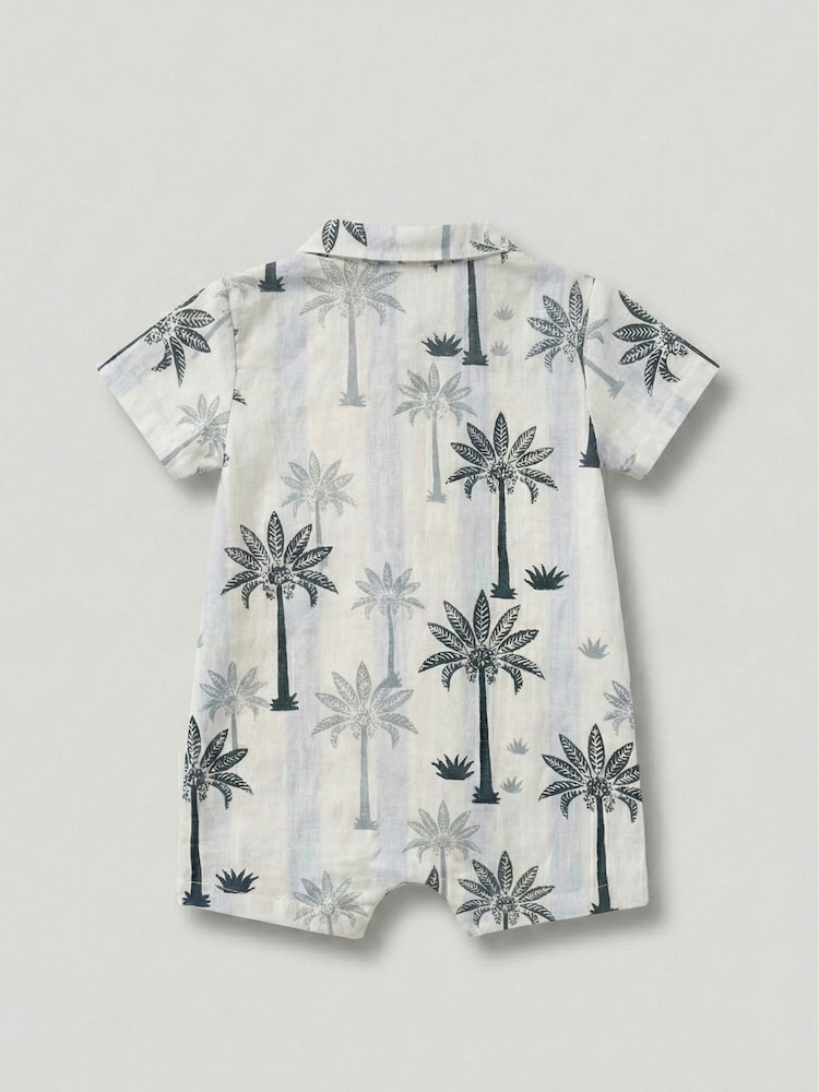 Angel & Rocket Blue Jamie Palm Print Rompersuits - Image 7 of 7