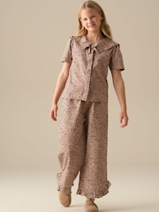 Angel & Rocket Erika Leopard Collared Tie Blouse - صورة 2 من 7