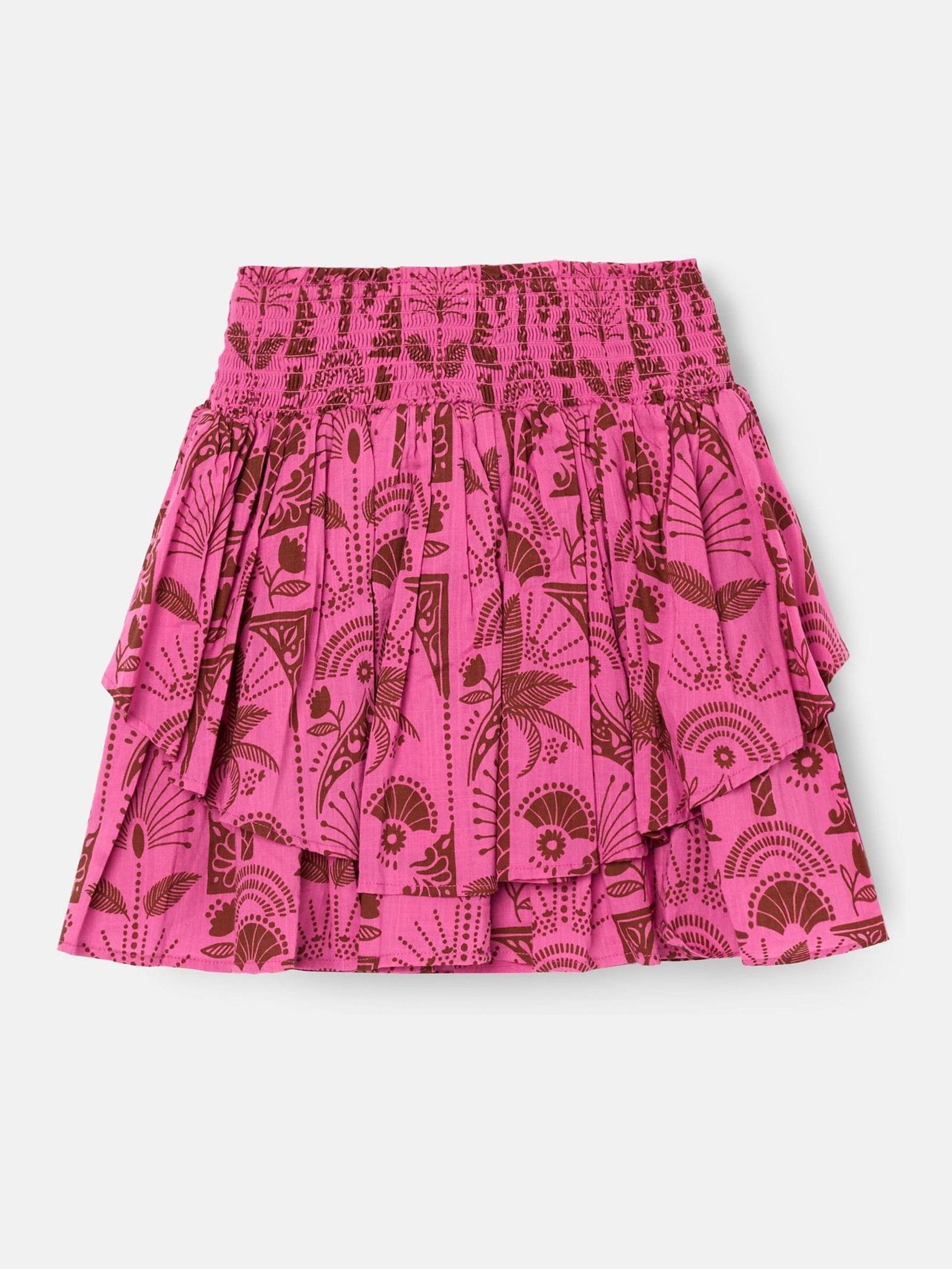 Buy Angel & Rocket Pink - Izzy Palm Print Shirred Waist Mini Skirt