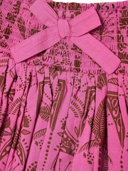 Angel & Rocket Pink Izzy Palm Print Shirred Waist Mini Skirt - Image 7 of 7