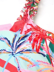 Angel & Rocket Pink Essie Palm Print Frill Strap Swimsuit - Image 3 of 3