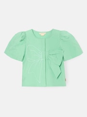Angel & Rocket Green Roxie Bow Embellished Woven Blouse - Image 1 of 3