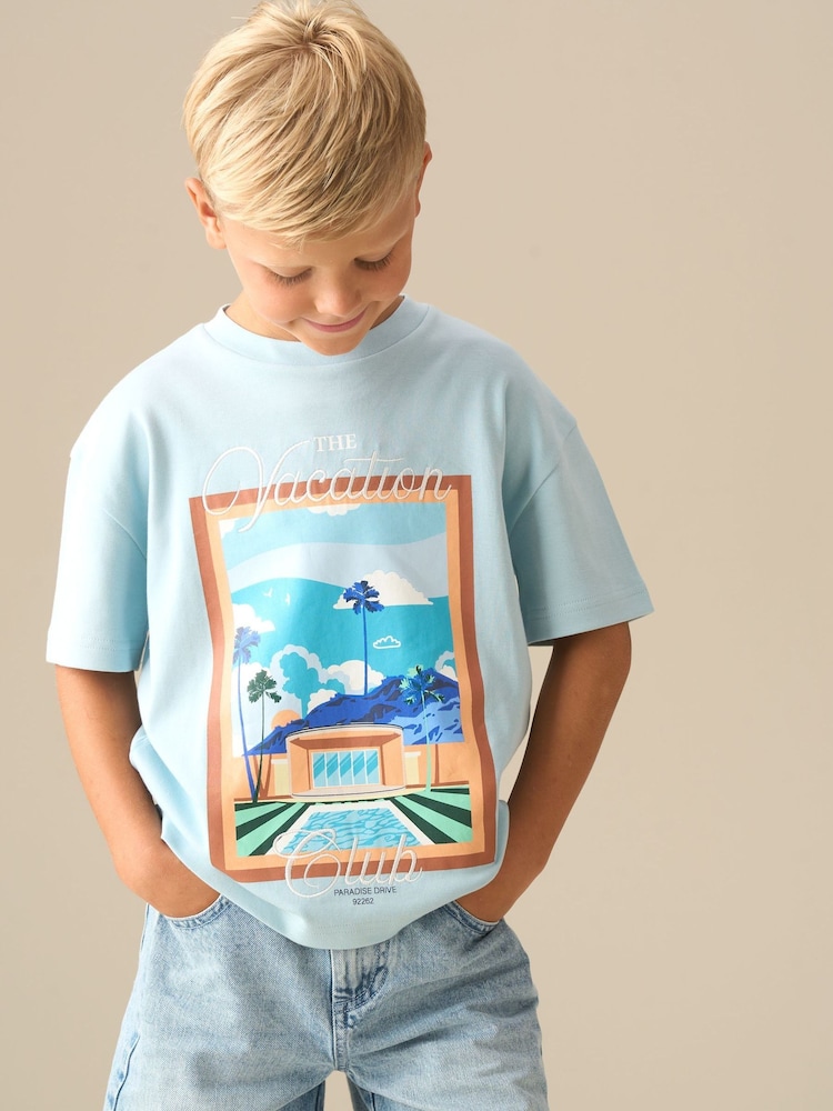 Angel & Rocket Jay Postcard Scene T-Shirt - 圖片 1,共 8 Angel & Rocket Jay Postcard Scene T-Shirt - 圖片 1,共 8