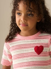 Angel & Rocket Pink Meg Embroidered Heart Stripe Knit Top - Image 4 of 6