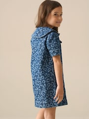 Angel & Rocket Saoirse Leopard Denim Collared Dress - Imaginea 4 din 8
