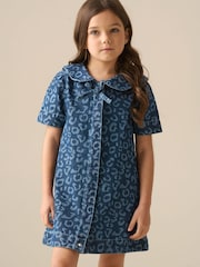 Angel & Rocket Saoirse Leopard Denim Collared Dress - Imaginea 5 din 8