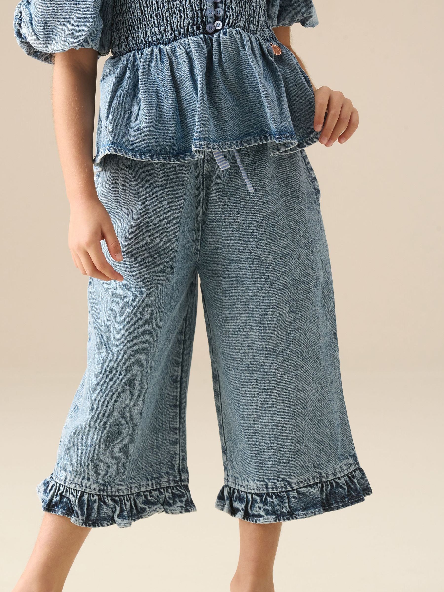 Buy Angel & Rocket Blue Orla Blue Denim Frill Hem Trousers from