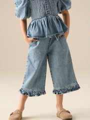 Angel & Rocket Blue Orla Blue Denim Frill Hem Trousers - Image 4 of 7