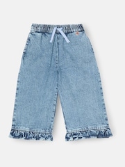 Angel & Rocket Blue Orla Blue Denim Frill Hem Trousers - Image 5 of 7