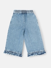 Angel & Rocket Blue Orla Blue Denim Frill Hem Trousers - Image 6 of 7