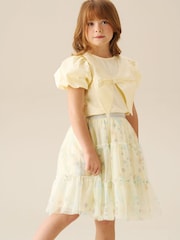 أصفر - تيشرت بياقة فيونكة وكُم منفوخ Tilly من Angel & Rocket - Image 2 of 3