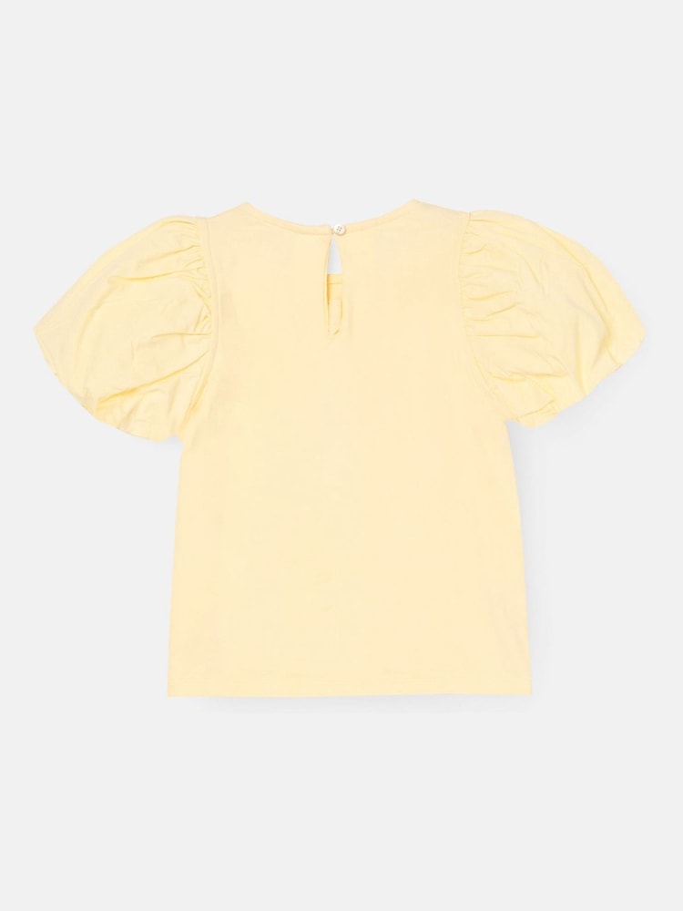 Angel & Rocket Yellow Tilly Bow Collar Puff Sleeve T-Shirt - Image 2 of 3 Angel & Rocket Yellow Tilly Bow Collar Puff Sleeve T-Shirt - Image 2 of 3