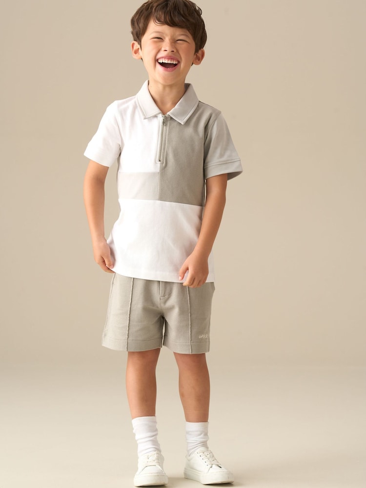 Angel & Rocket Grey Xander Colour Block Zip Polo Shirt - Image 2 of 7 Angel & Rocket Grey Xander Colour Block Zip Polo Shirt - Image 2 of 7