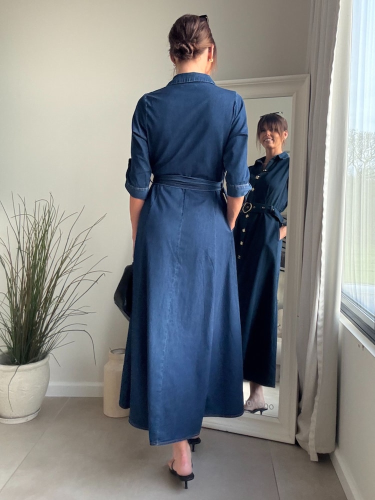 Style Cheat Blue Daphne Shirt Dress - Image 2 of 4