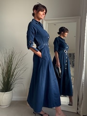 Style Cheat Blue Daphne Shirt Dress - Image 4 of 4